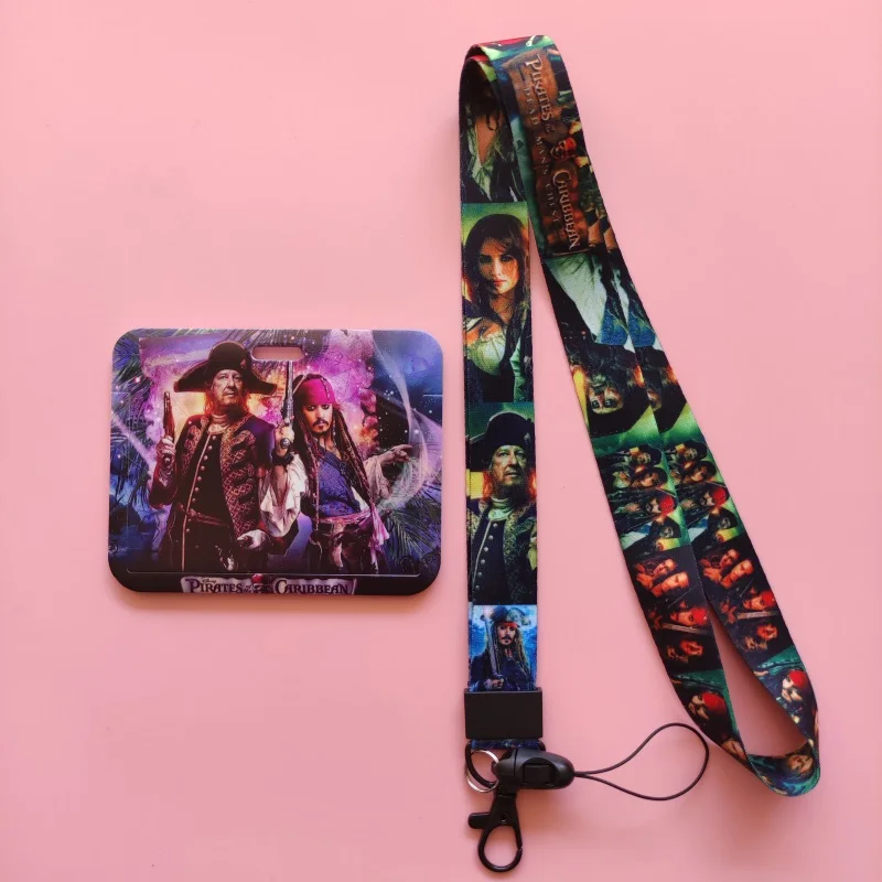 Disney Pirates Of The Caribbean Card Case Lanyard ID Badge Holder Bus Pass Case Cover Slip Bank Credit Card Holder Strap Card