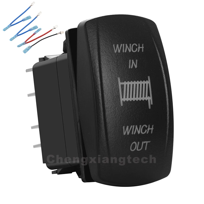 (red/white/blue/orange) Led 7Pin Winch In Winch Out Car Boat DPDT Momentary Rocker Switch (On) Off (On) 12V/24V Jumper Wires Set