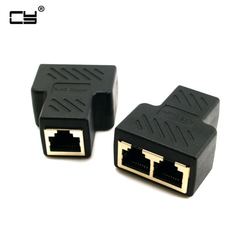 

1 To 2 Ways RJ45 LAN Ethernet Network Cable Female Splitter Connector Adapter For Laptop Docking Stations