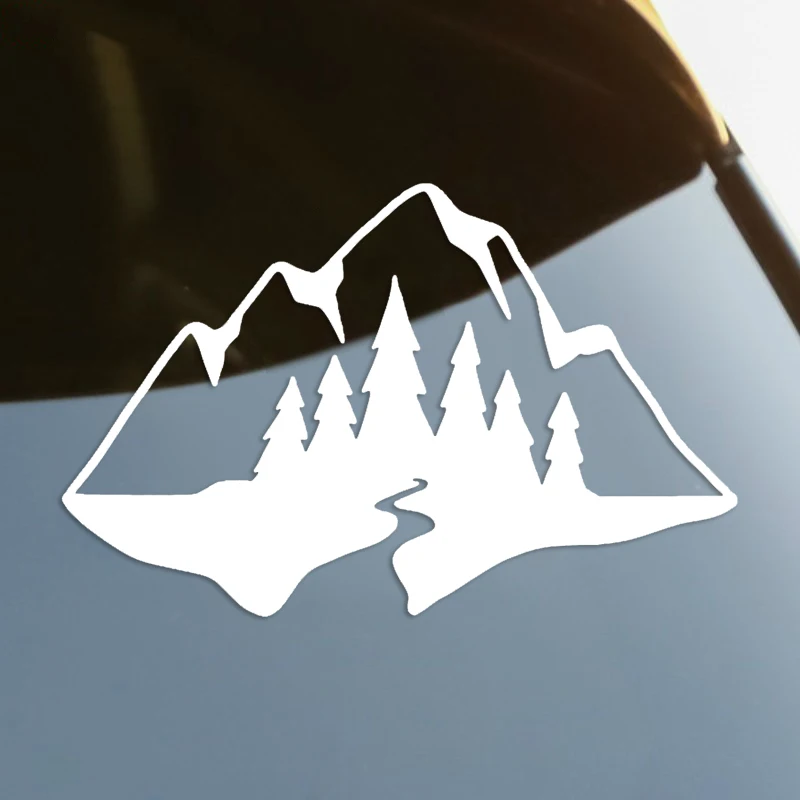 

Mountains Trees Die-Cut Vinyl Decal Car Sticker Waterproof Auto Decors on Car Body Bumper Rear Window Laptop Choose Size #S60636