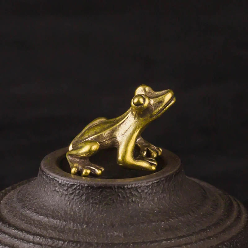 تماثيل ضفدع صغير من النحاس قديمة يدوية حيوان علجوم إكسسوارات مكتب ديكور منزلي حرف يدوية ديكور حيوانات الشاي - 2