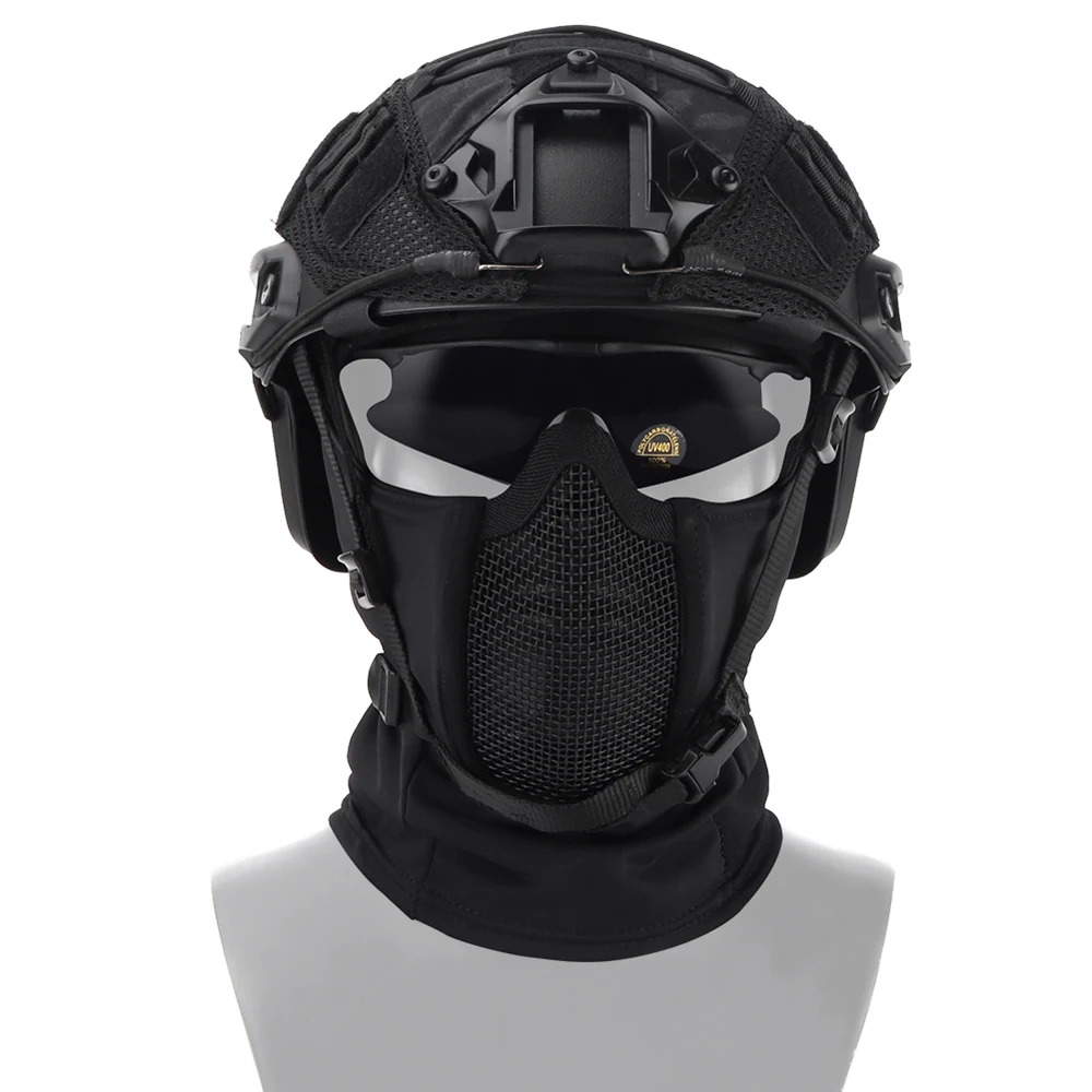 Maschera tattica a maglia integrale in acciaio da caccia Airsoft Paintball Mask copricapo CS gioco moto tiro ciclismo maschere protettive