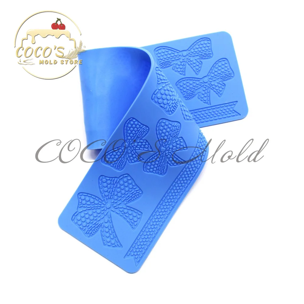 Bow Design Cake Lace Mat Silicone Mold Impression Cake Border Mould Cake Decorating Tools Fondant Kitchen Bakeware