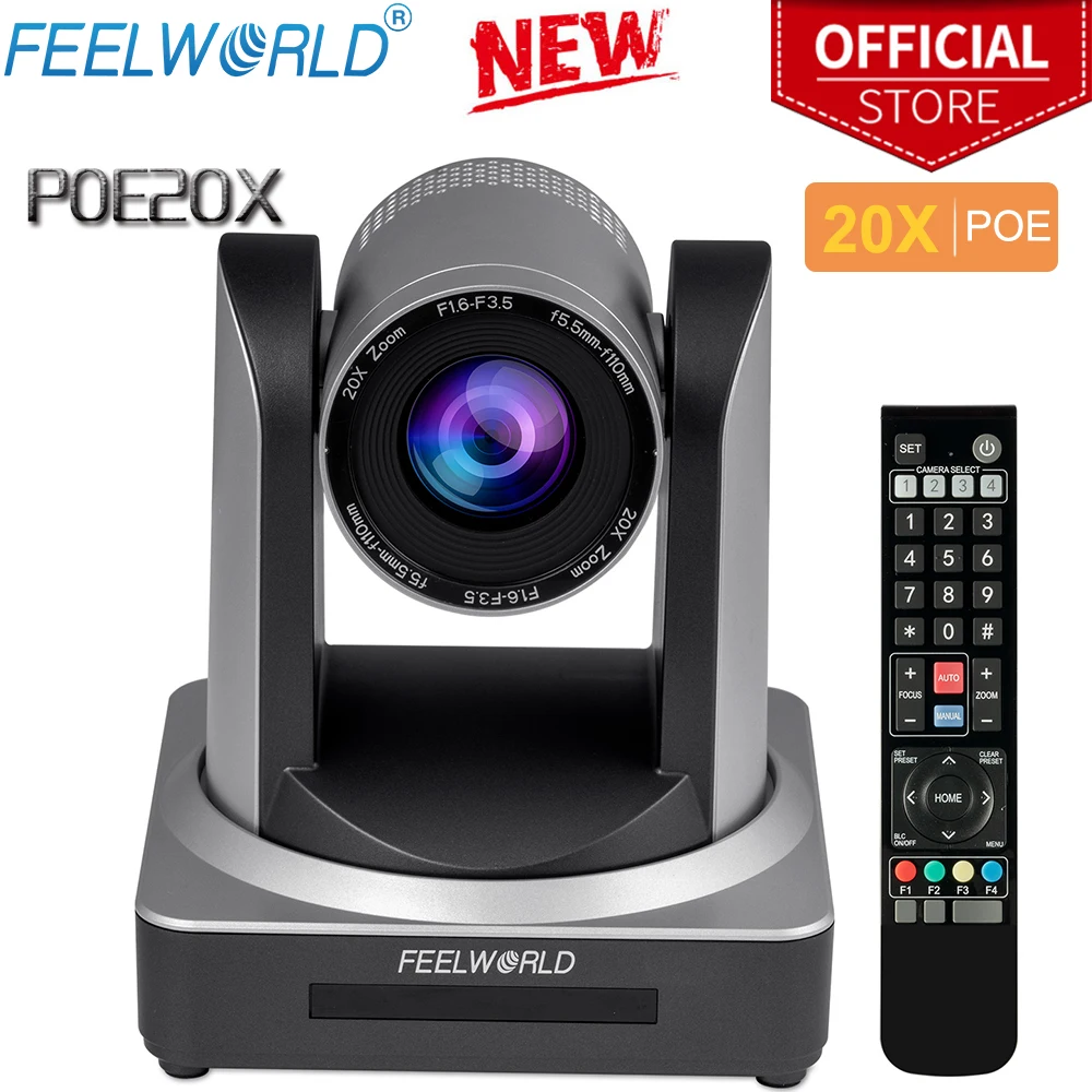 FEELWORLD POE 20x Optical Zoom 1080P HDMI  SDI PTZ Video Conferencing Camera  Remote Control for Tele-Training System Solution