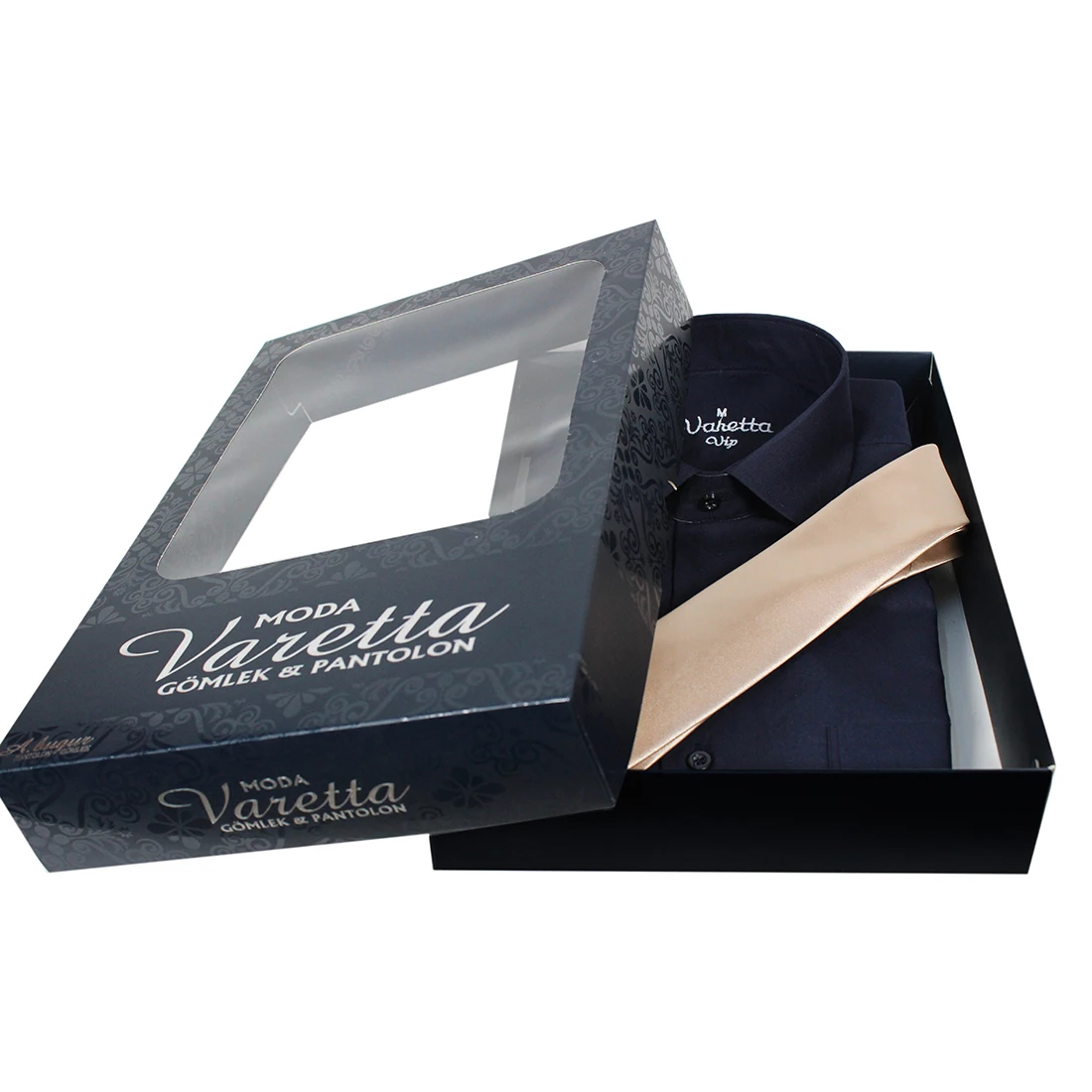 Men gift set sold navy blue men's shirt luxury tie set gift box for men gold color men gift set valentine gift for men Varetta