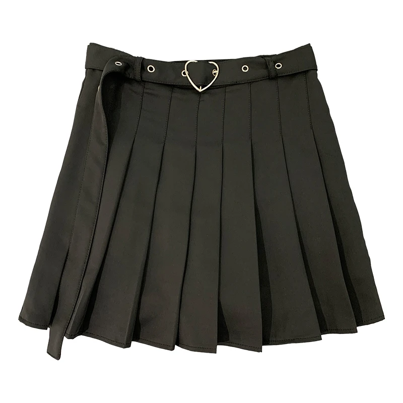 Japanese Harajuku Kawaii White Pleated Skirt Women Gothic High Waist Black Mini Tennis School Girl Cute Blue A Line Short Skirt