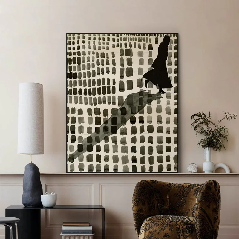 Abstract Figure Shadow Ink Dot Wall Art Canvas Painting Nordic Poster Industrial Style Printi For Livingroom Home Decor Picture