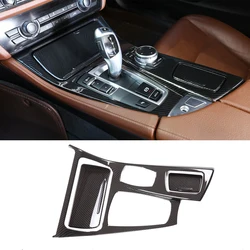 For BMW 5 Series F10 520li 525li 530li 11-17 Center Console Gear Shift Panel Cover Trim ABS carbon fiber texture Car Accessories
