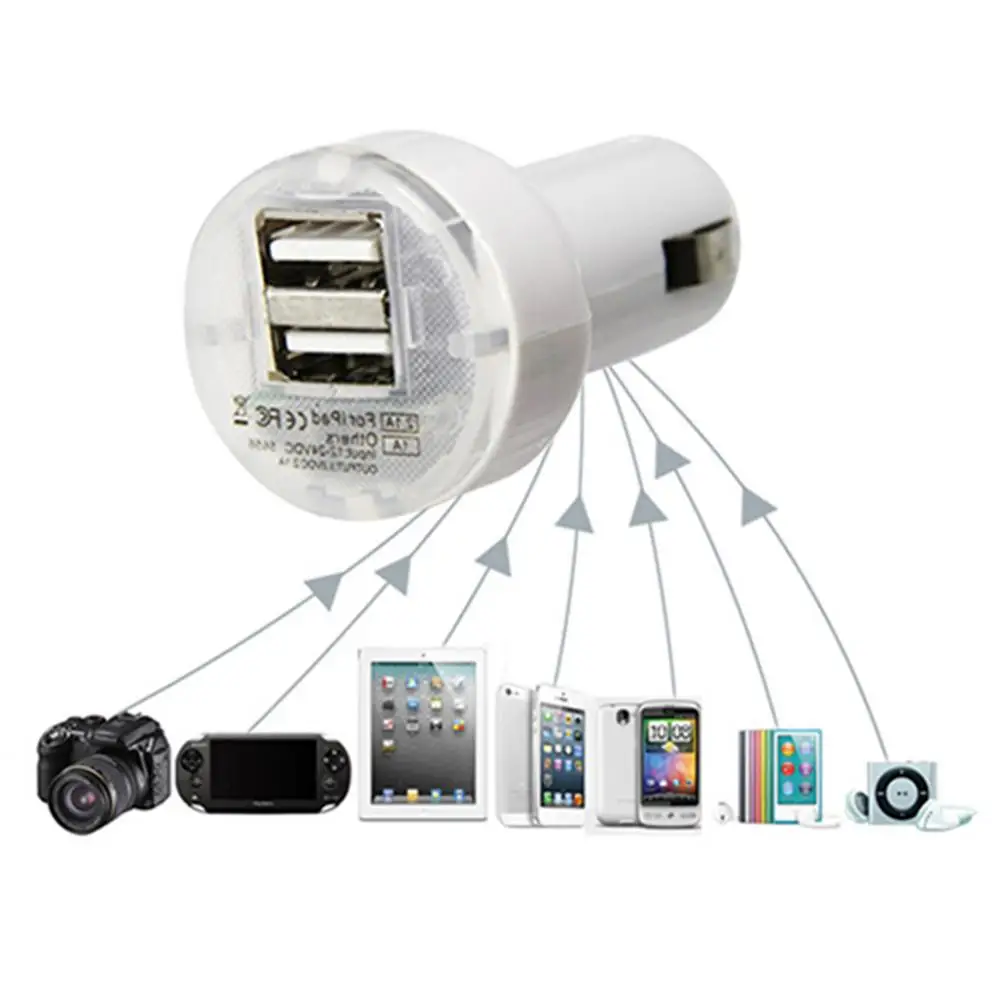 5V 2.1A/1A Car Phone Charger Double USB Ports Car Power Charger Adapter Auto Charging Cigarettes Lighter interface