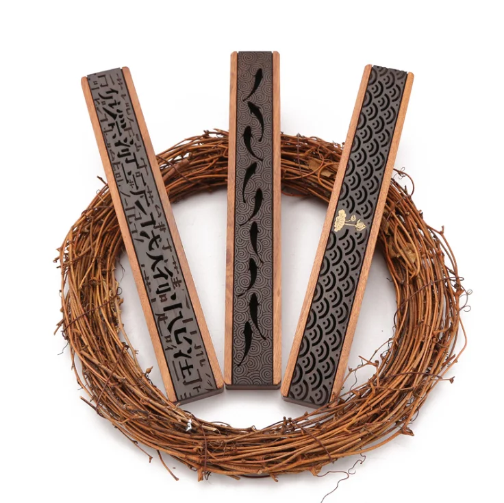 Black Wooden Incense Holder, Incense Burner Box, Traditional Chinese Type, Aromatherapy Censer for Home and Office