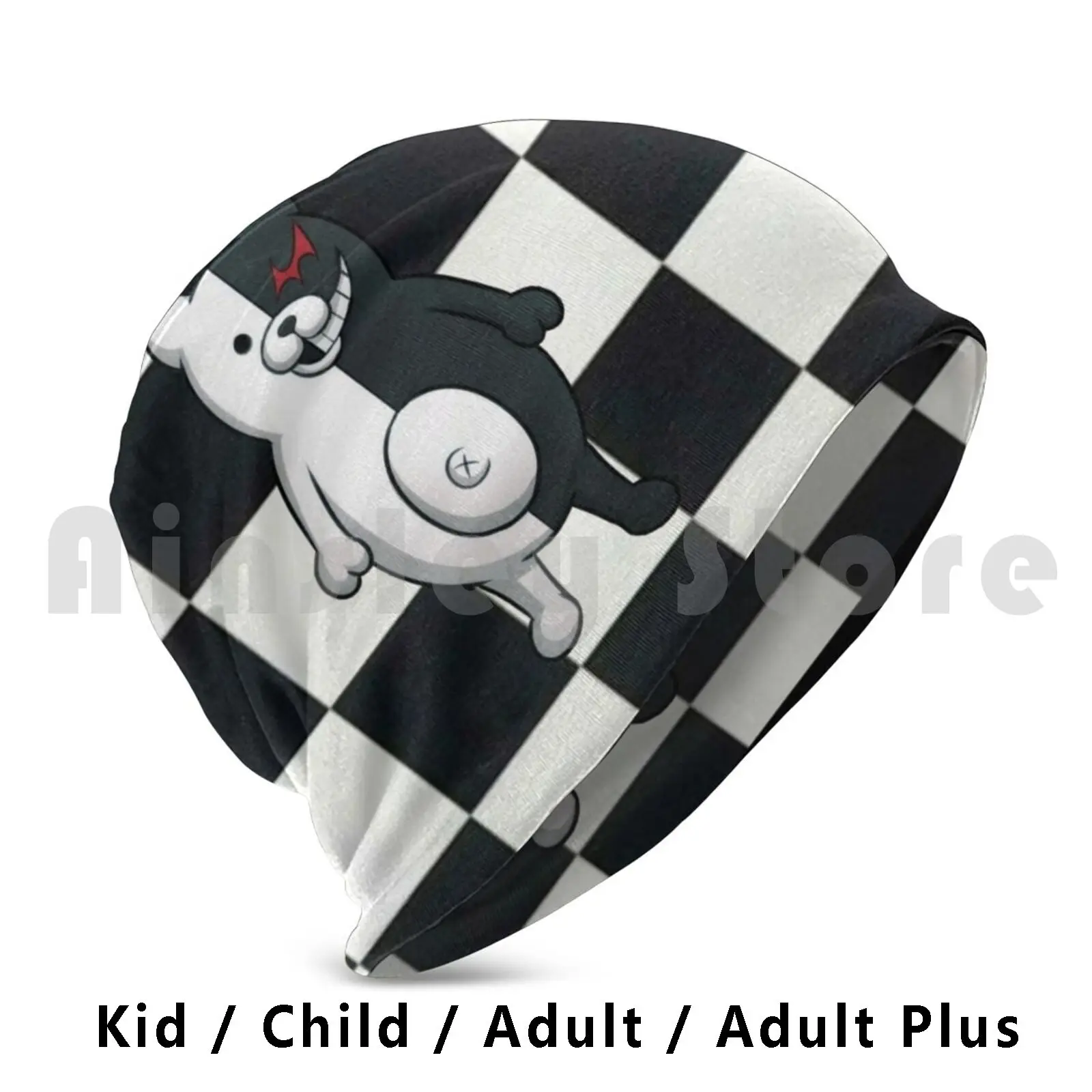 Danganronpa Monokuma Beanies Knit Hat Hip Hop Black And White Checkered Black And White Check Board Checkered