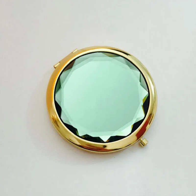 1Pc Folded Compact Mirrors Gold Silver Pocket Mirror Making Up for Personalized Gift Luxury Crystal Makeup Mirror Portable Round