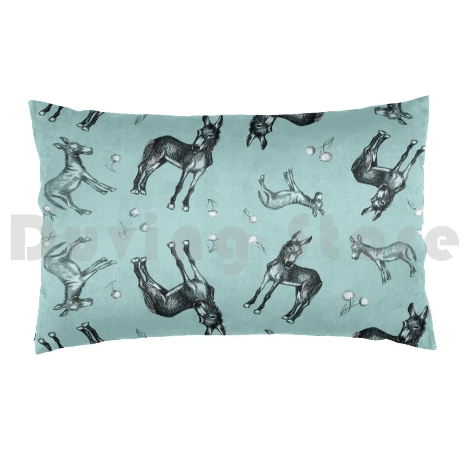 Donkeys And Dandelions Pillow case 1109 Cherie Roe Dirksen Art Donkey Art Donkey Illustration