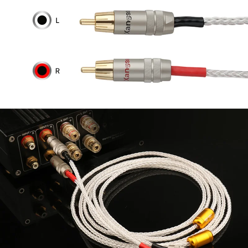 

Audiophile 8 Cores Silver Plated RCA Interconnect Cable for HiFi Audio Amplifier DVD CD Player