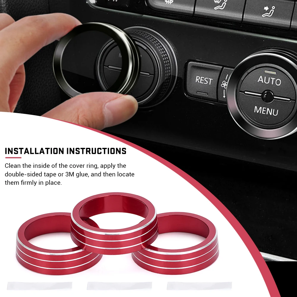 Air Conditioning Knob Decorative Cover Ring Adjust Trim Cover For VW Tiguan Atlas T-roc Ateca FR Passat B8 Variant 2017-2019