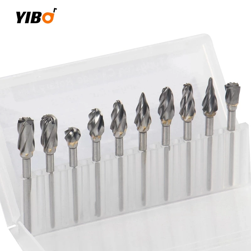 10 Stks/set 3Mm Schacht 6Mm Grove Tanden Tungsten Carbide Roterende Bestand Burr Voor Slijpen Hout Aluminium Frees