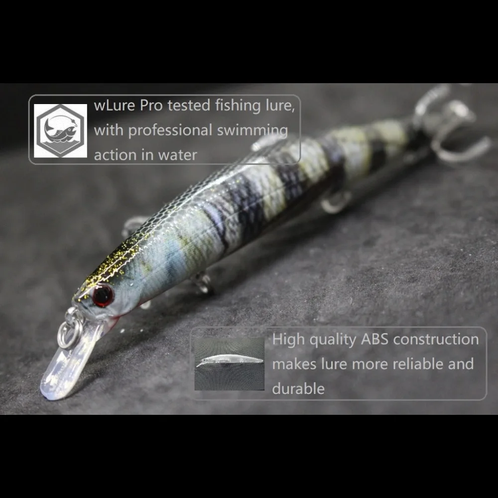 wLure Fishing Lure 12.7cm 12.5g Lifelike Colors 3 Upgraded Treble Hooks Tight Action Jerkbait Slow Floating Minnow HM672
