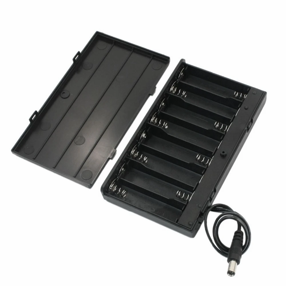 1PC 8AA Battery Holder Case Cell Storage Box 12V ON OFF Switch 150mm Wire DC 5.5X2.1mm Power Plug Connector