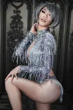 Sparkly Rhinestone Fringe Jumpsuit for Dance #5