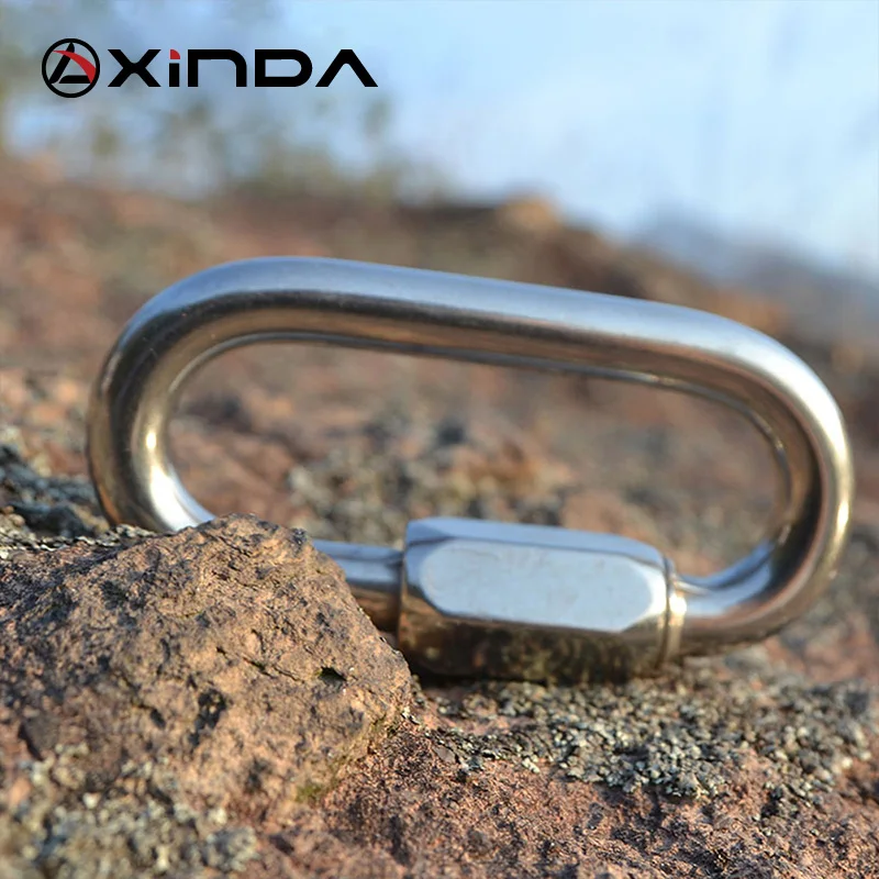 XINDA Brand High quality Professional Safety Master Lock Stainless Steel O-Shape Screw Gates Buckle Lock Carabiner Rock Climbing