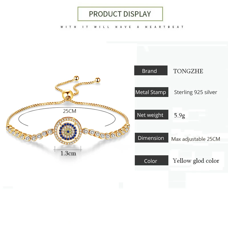 KALETINE 925 Sterling Silver Evil Eye Bracelet Blue Zircon Tennis Bracelet Rose Gold Fashion Woman Bracelets Luxury Brand