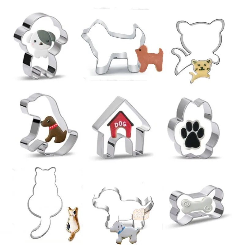 

1pcs Dog Puppy Cat Metal Cookie Cutter Party Patisserie Gateau Biscuit Mold Pastry Baking Tools Sandwich Cutter Cupcake Topper
