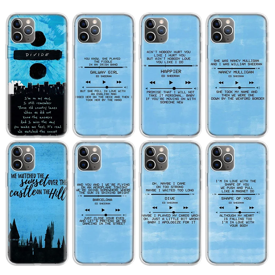 Ed Sheeran Lyrics Pictures Diy Phone Case For Apple iPhone 11 13 14 Pro 15 + 12 Mini SE X XR XS Max 7 8 Plus Pattern Soft