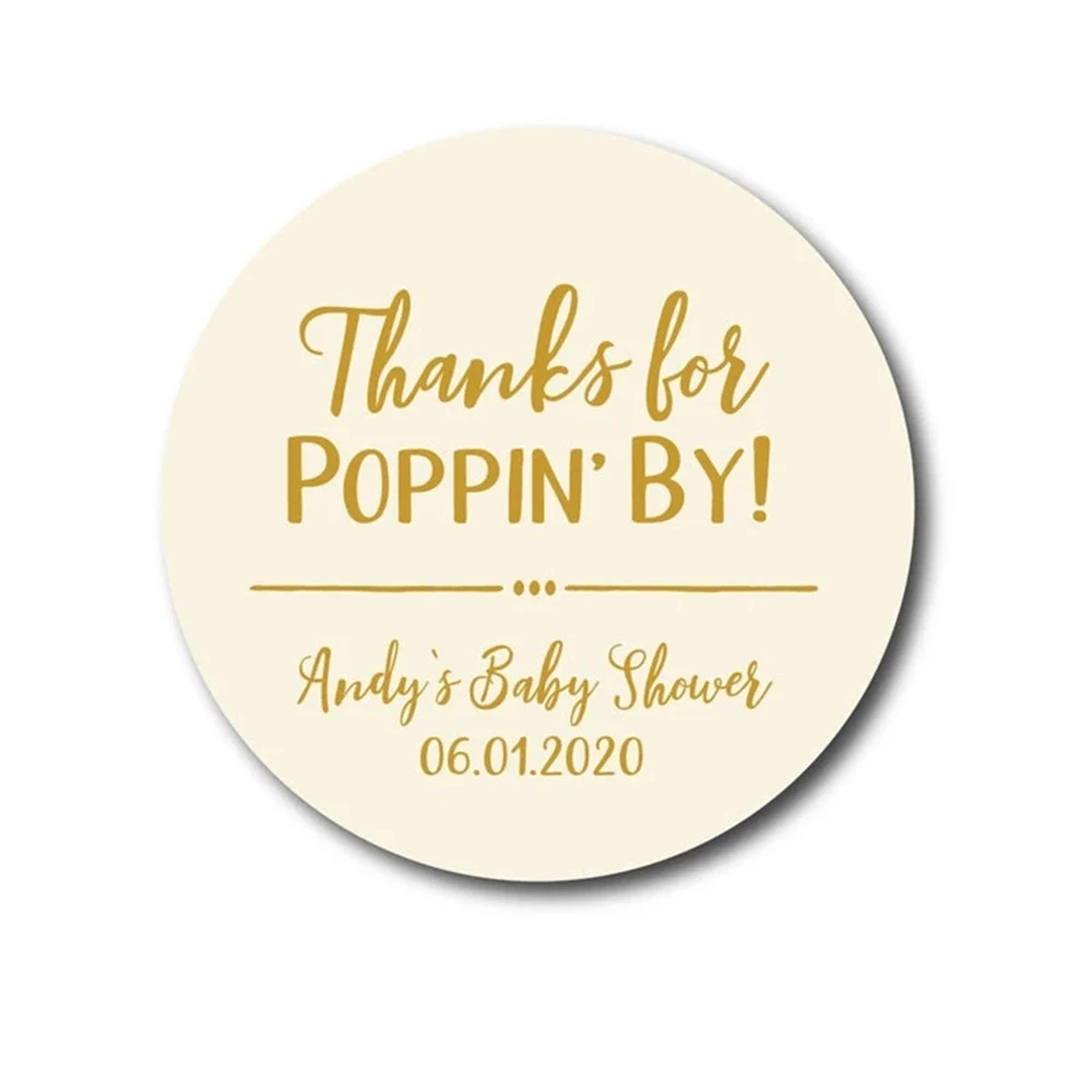 Customized Baby Shower Favor Stickers,Thanks For Popping By Popcorn Favor Lables,Personalized About to Pop Bridal Shower Sticker