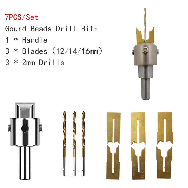 Premium Gourd Beads Drill Bit Carbide Blades handle Drill Woodworking Milling Cutter Gourd Molding Tool for DIY Bracelets