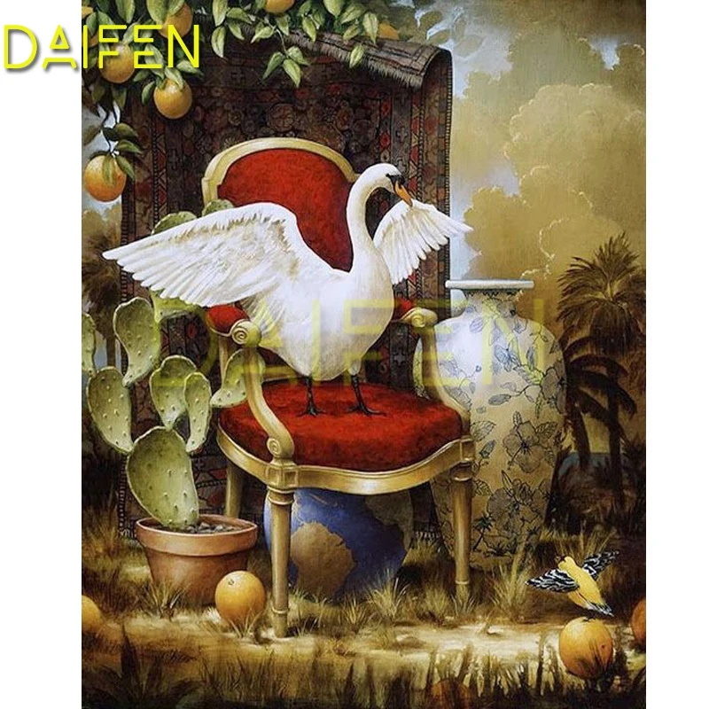 DIY 3D Diamond mosaic chair Full Round Diamond painting Cross stitch cactus vase Full Square Diamond embroidery Swan Goose Pear