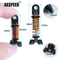 AXSPEED 37mm Metal Adjustable Shock Absorber Damper Suspension for Kyosho Jimny 1/18 MINI-Z 4x4 JEEP Wrangler Hilux 1/24 RC Car