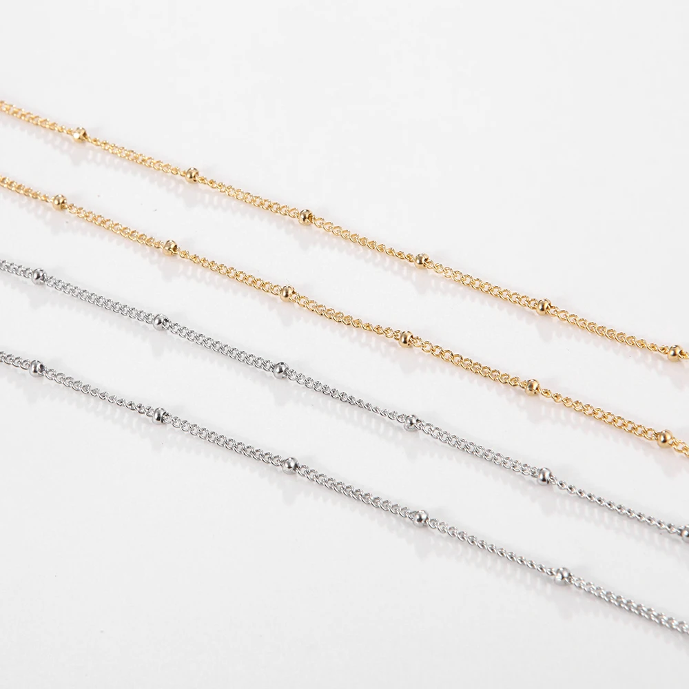 2 Meter breite 1,5mm/2mm Edelstahl-Perlenkette für DIY-Schmuckherstellung von Anhängern, Halsketten, Armbändern und Fußschmuck – Detail 1