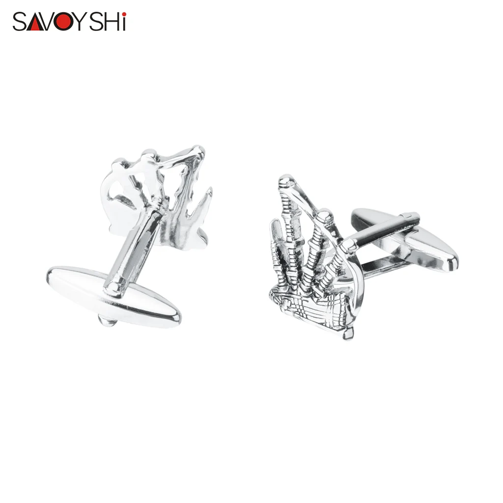 SAVOYSHI Funny Shirt Cufflinks for Mens High Quality Metal Music Instrument Bagpipe Shape Cuff links Gift Man Jewelry