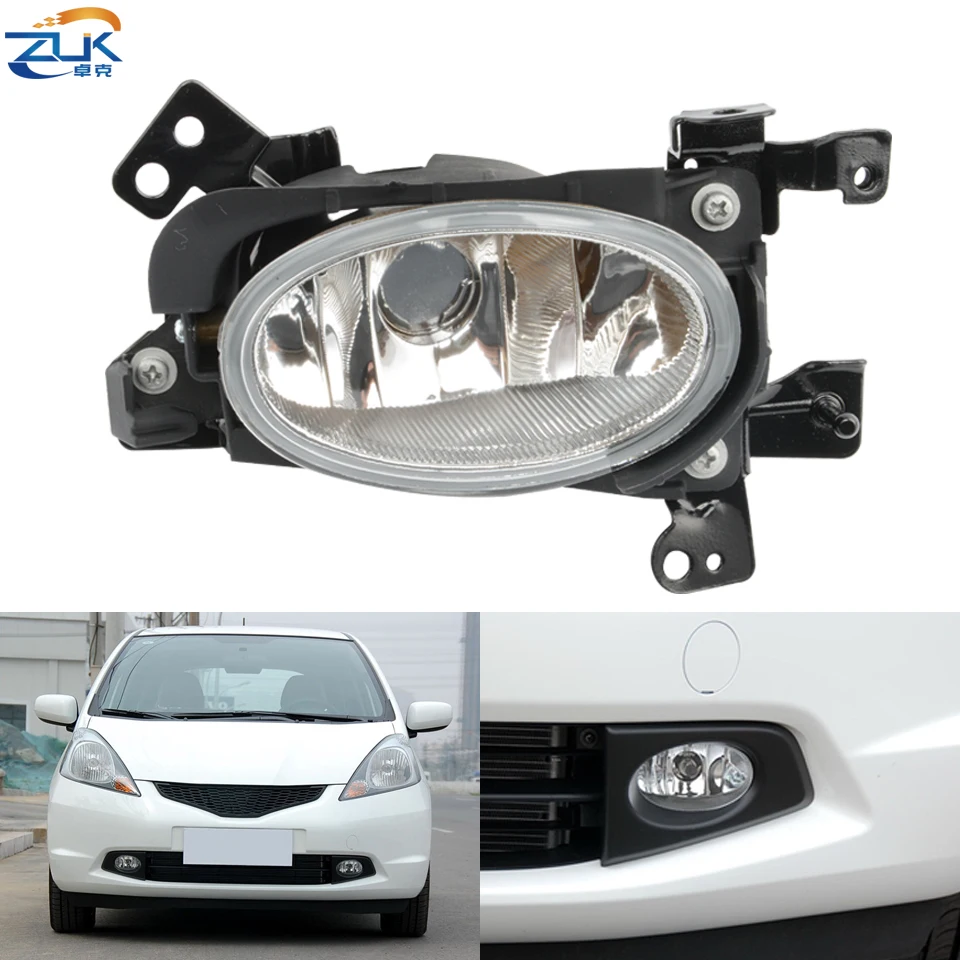 ZUK światło przeciwmgielne przedniego zderzaka przeciwmgielne dla HONDA FIT JAZZ 2009 2010 2011 GE6 GE8 TG5 Foglight z aluminiową miską szklaną soczewką