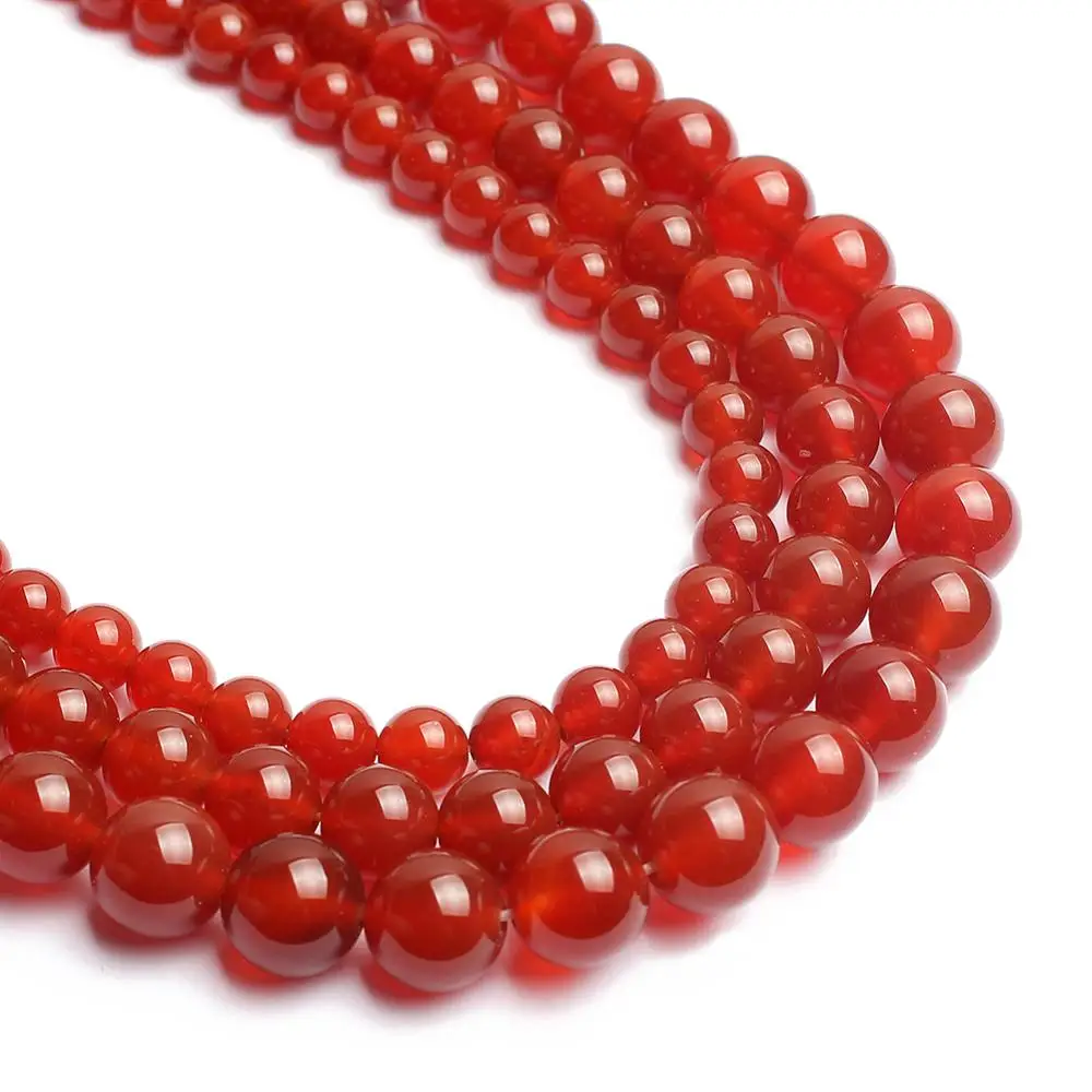 Natural Red Carnelian Agates Round Gem Stone Beads 2/3/4/6/8/10/12MM Pick Size For Jewellery Making 15\