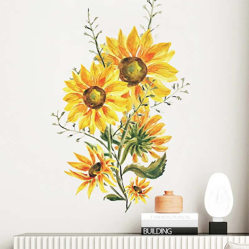 Painted Sunflower Wall Stickers Living Room Sofa Background Decoration Bedroom Home Decor Wall Beautification Stickers Wallpaper