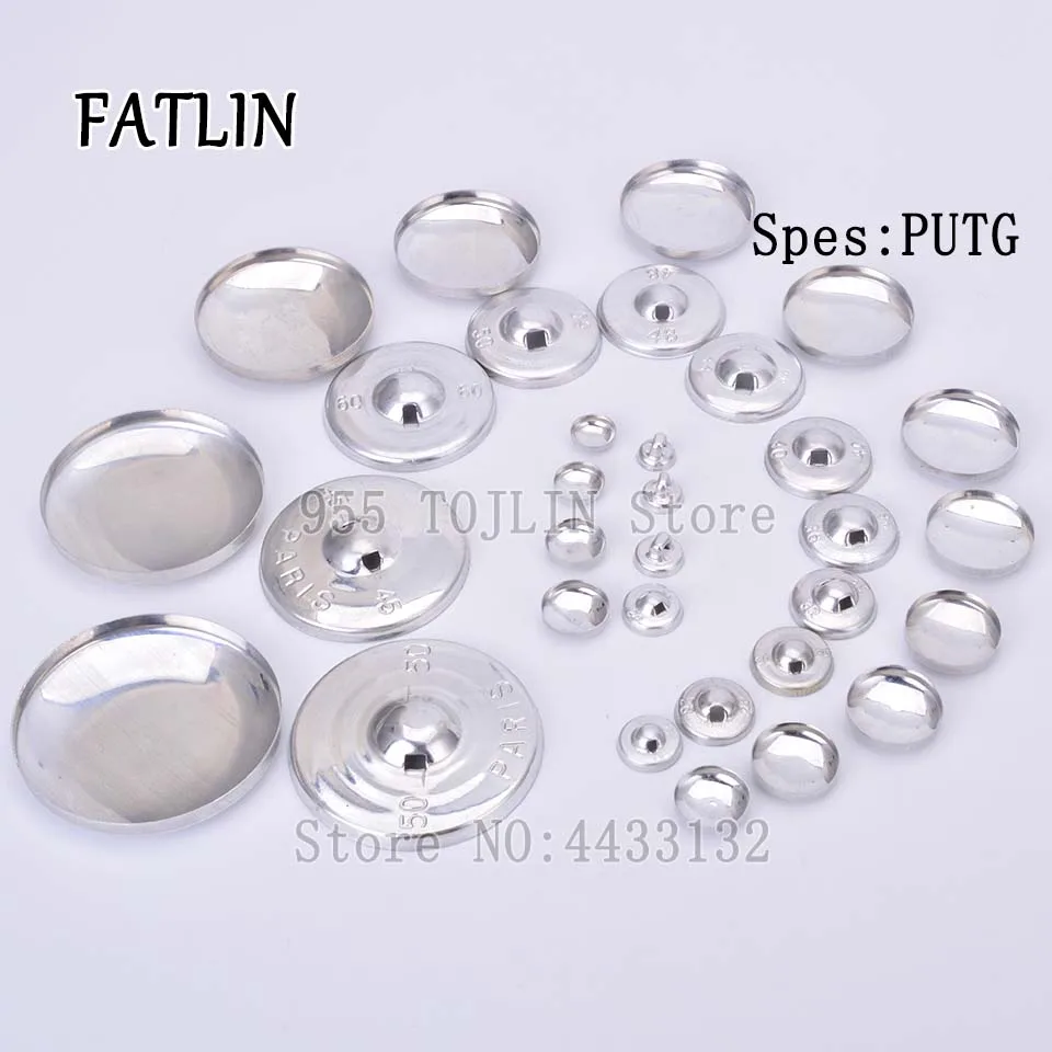 500Sets 16L-60L Aluminum Covered Cloth Fabric Buttons DIY Handmade Metal Bread Shape Round Fabric Accessories PUTG