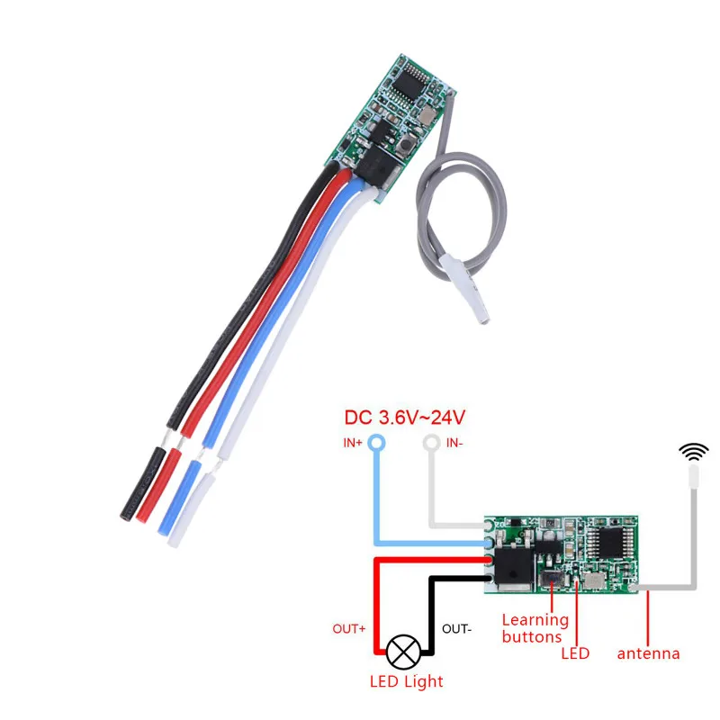 433 Mhz 1CH RF Relay Receiver Universal Wireless Remote Control Switch Micro Module LED Light Controller DC 3.6V-24V DIY