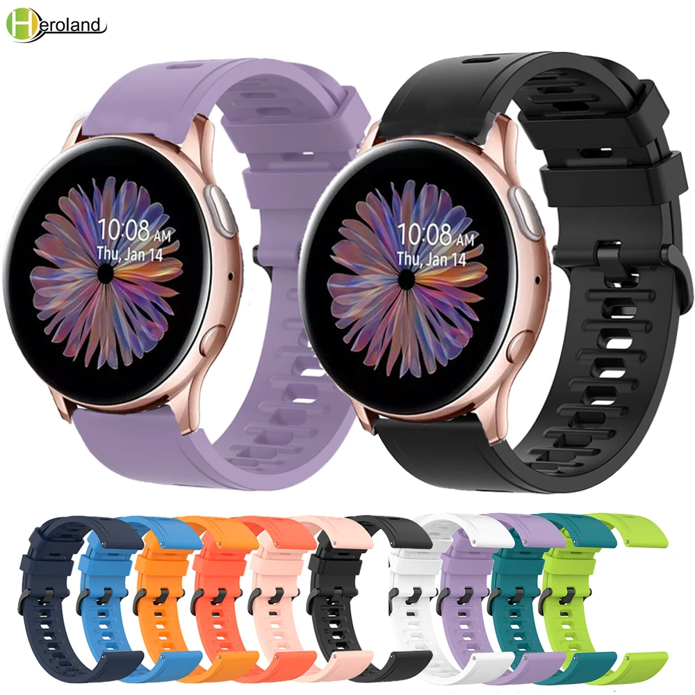 حزام ساعة من السيليكون الناعم لساعة سامسونج جالاكسي ، سوار لساعة Garmin Vivoactive 5 ، 3 ، نشط 2 ، 40 ، 44 ، 20