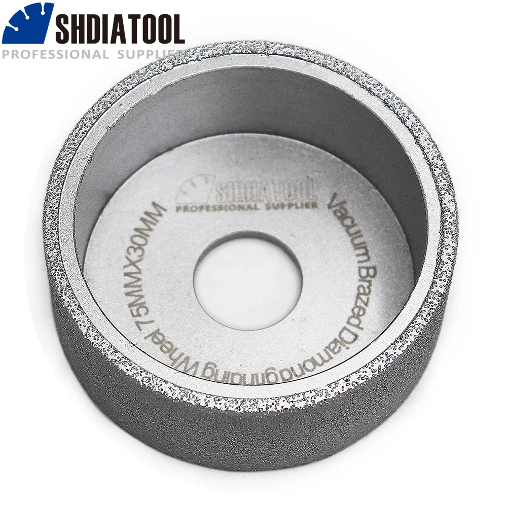 SHDIATOOL Dia75mmX30mm Hand-held Grinding Wheel Vacuum Brazed Diamond Flat Grinding Wheel Profile Wheel For Artificial Stone