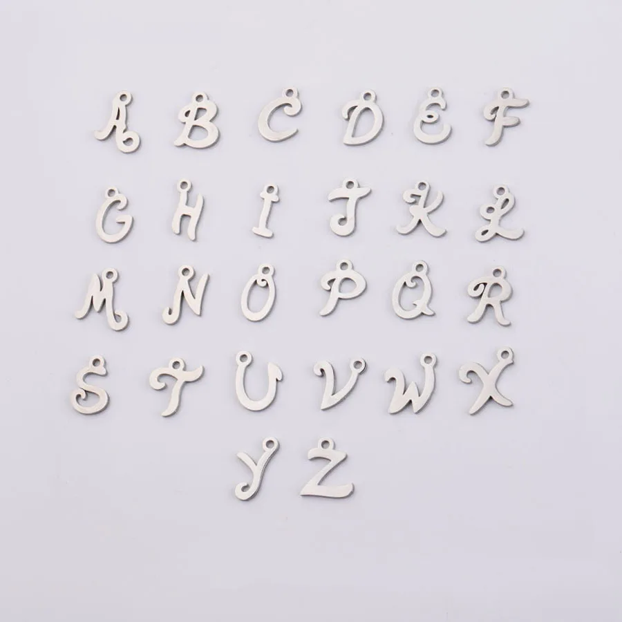 Simple Small Name A-Z Initial Letter Necklace & Pendant for Womem Men Trendy Capital Alphabet Charm Stainless Steel Chain