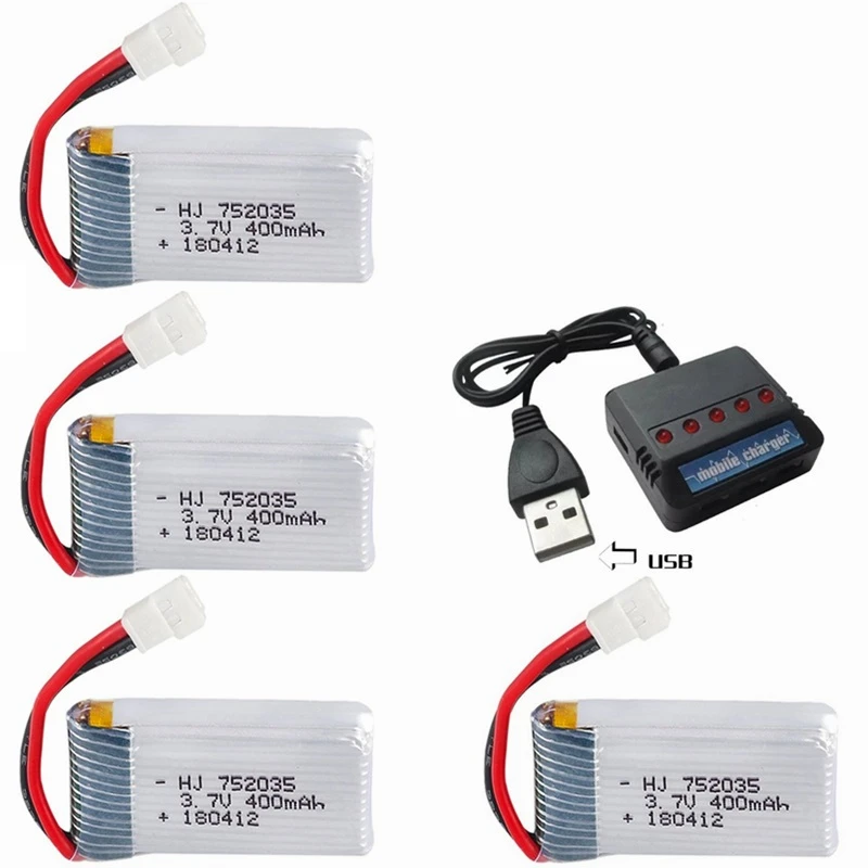 3.7V 400mAh 35C Lipo batterij en batterijlader voor X4 H107 H31 KY101 E33C E33 U816A V252 H6C RC Quadcopter Drone reserveonderdeel
