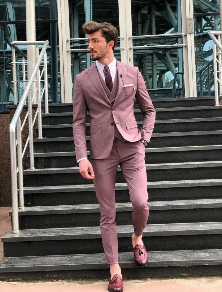 Ternos masculinos de praia, blazer com lapela e lapela em dois botões, estilo padrinho, jaqueta e calças para casamento