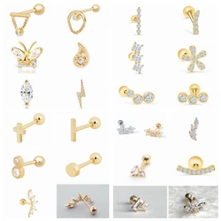 BOAKO Silver 925 Earrings 2021 Trend Aretes For Women 1Pc Cross Butterfly Lightning Stud Earrings Piercing Fine Jewelry