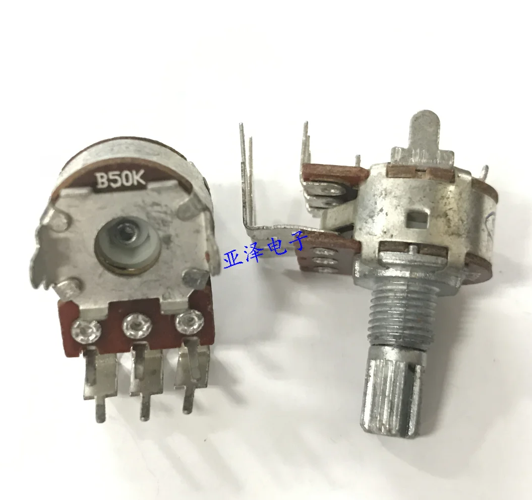 16 potentiometer duplex b50k bent foot position shaft length 15mm power amplifier potentiometer 6-pin position with fixed pin