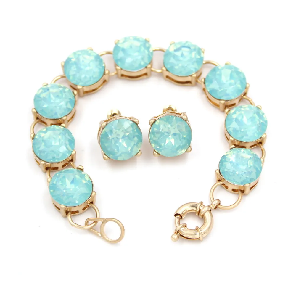 Bracelet Set Charm Bracelet Dot Clear Glass Crystal Jewelry Set