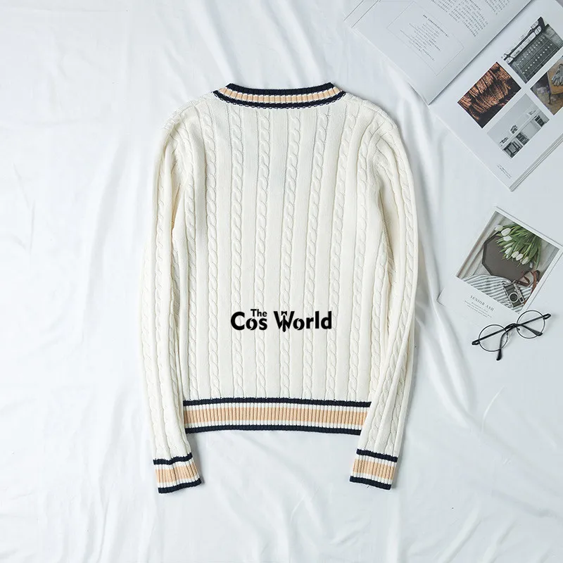 S-XXL Autumn Winter Men's Women's Long Sleeve Knit Tops Pullovers V Neck Sweaters For JK School Uniform Student Clothes