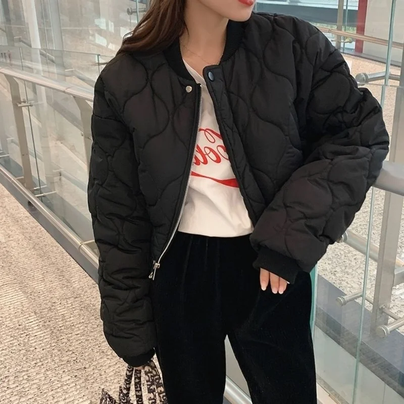 Short Style Parkas Women Solid Leisure Stand Collar Vintage Fashion New College Workout Zip-up Streetwear Female Ulzzang Cozy