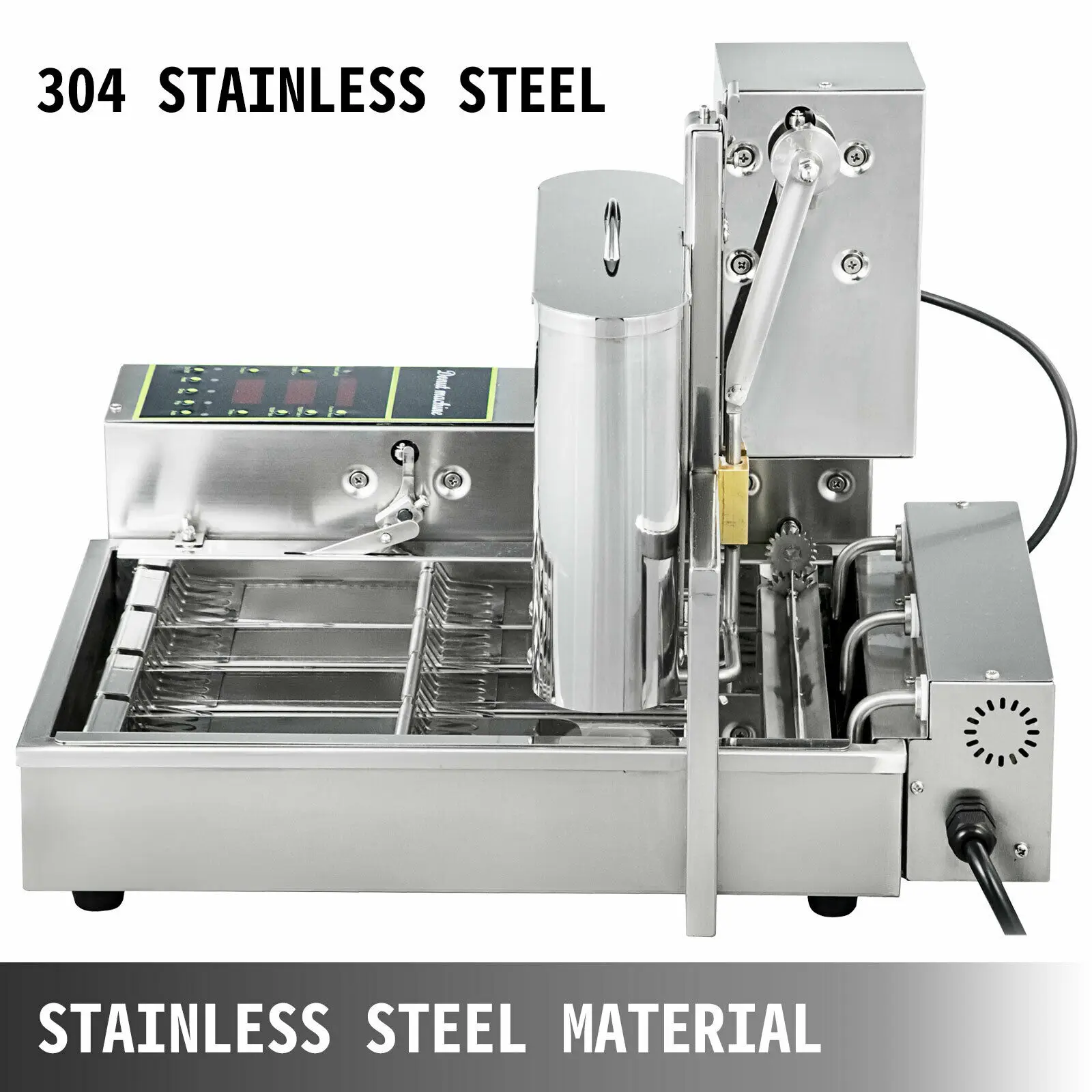 Vevor comercial 4/6 linhas automática donut que faz a máquina de aço inoxidável automático donut maker fritadeira cozinhar aparelhos cozinha