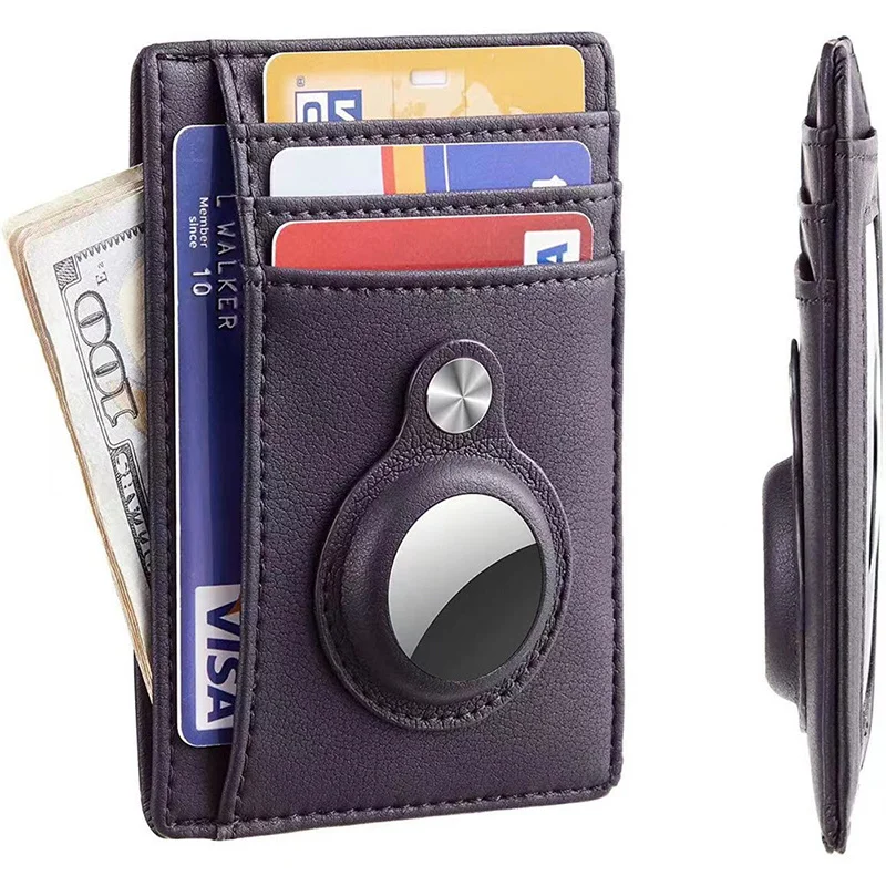 2021 For AirTag Wallet Front Pocket Card Holder Protector With Blocks RFID Magnetic Shockproof PU Anti Scratch Fall Slim Wallets